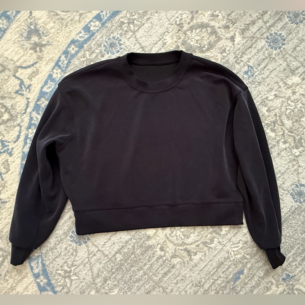 Lululemon Perfectly Oversized Cropped Crew *Softstreme Black - Picture 5 of 9